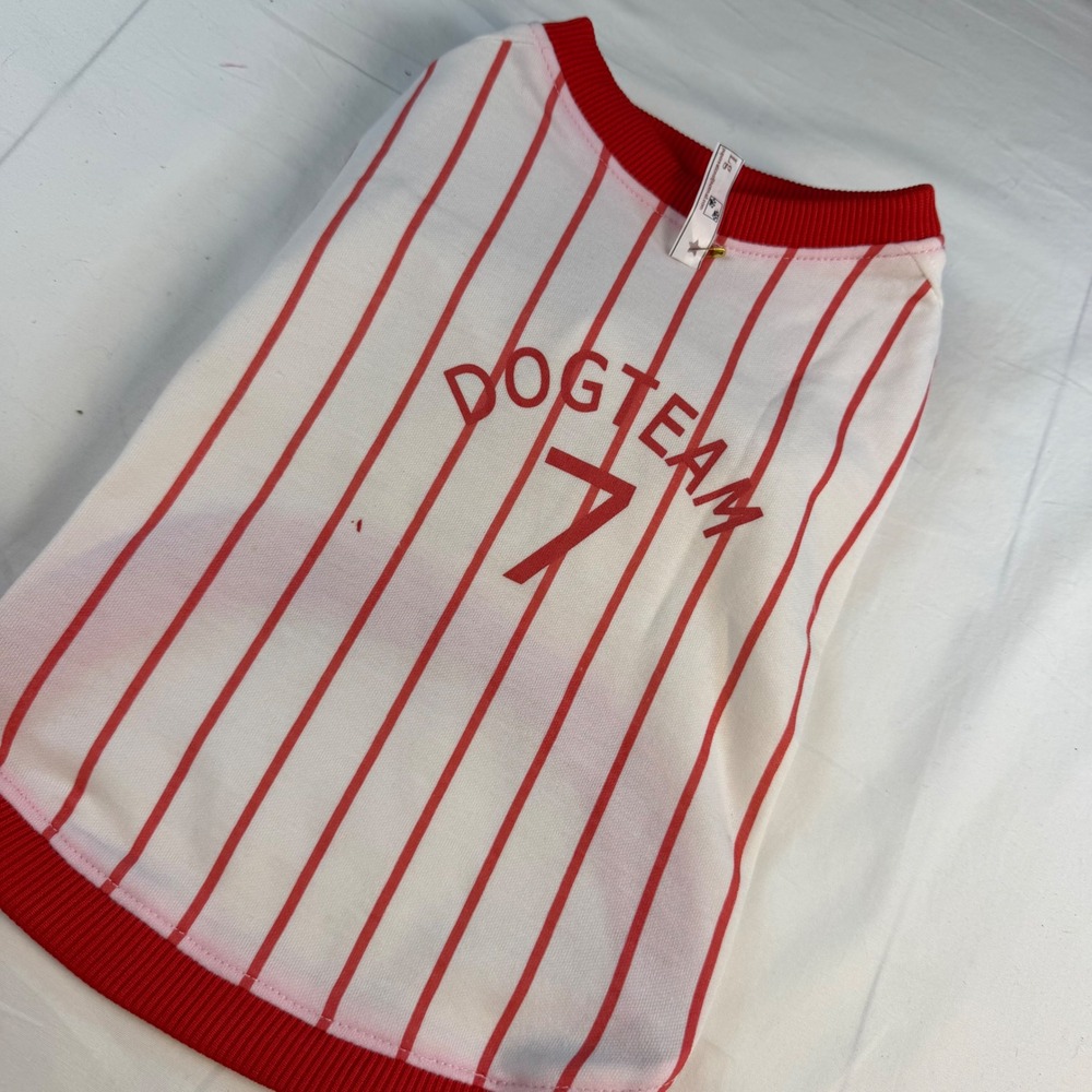 Boutique Dog Jersey Pet Large White Red Pinstripe Baseball Dogteam 7 Good